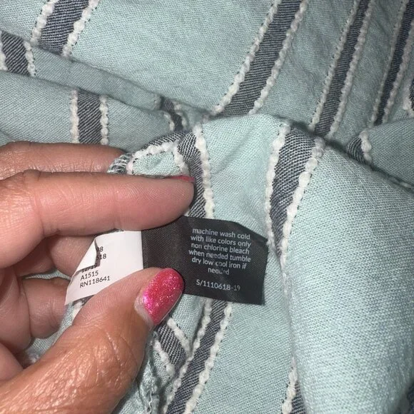 Lane Bryant Coastal Blue Stripe, Ruffle, Sleeveless Top (Size 18...like 2XL) - Picture 6 of 6